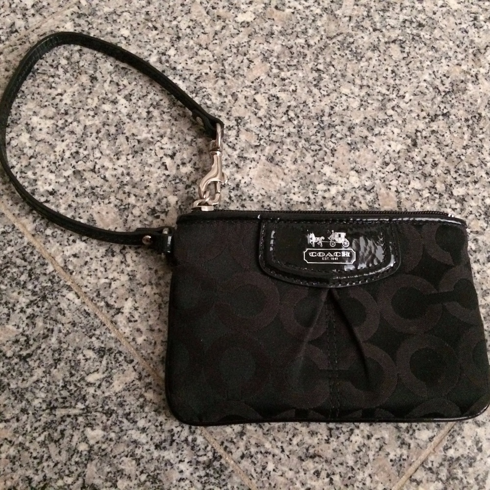Signature "C" Black Canvas Wristlet - Picture 3 of 5